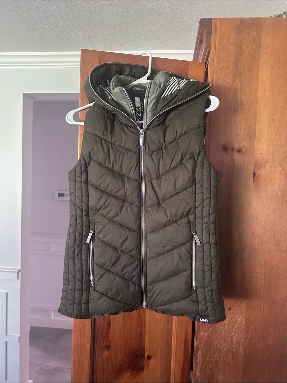 Marc New York Olive Quilted Hooded Puffer Vest